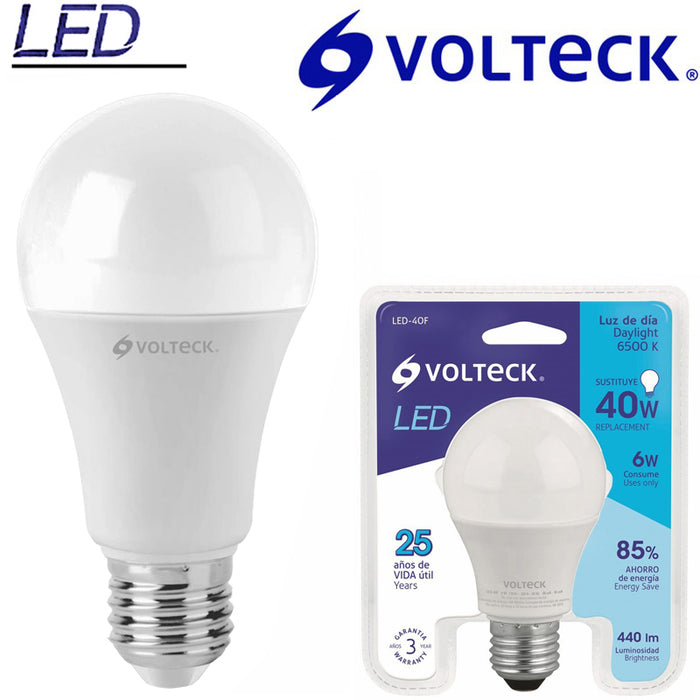 FOCO LED VOLTECK 9W = 60W 800LM LUZ BLANCA 25000HRS