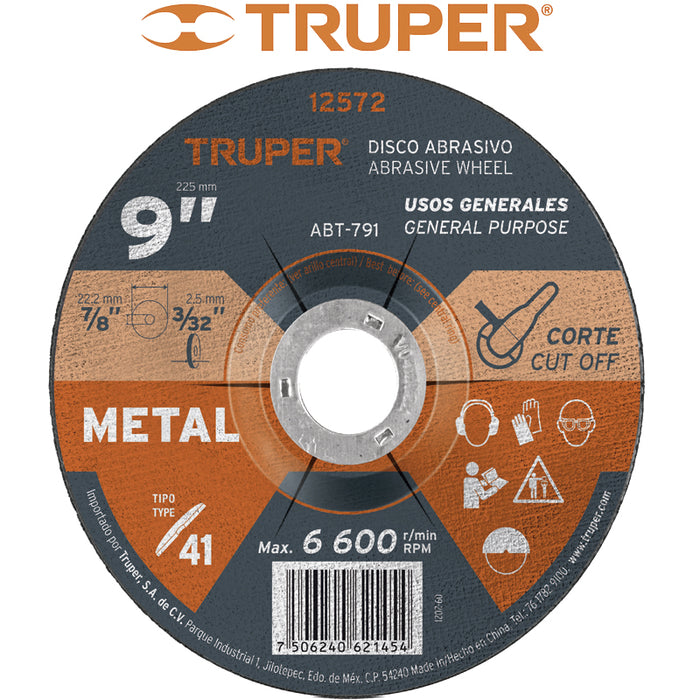 DISCO CORTE DE METAL (2) TIPO 1 "TRUPER" 7"      2 MM 7/8"