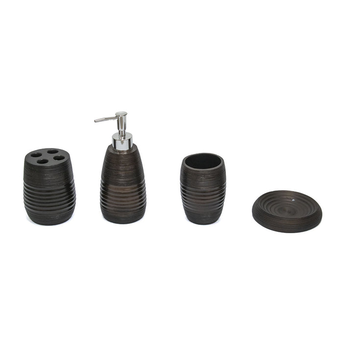 SET/4 ACCESORIOS PARA BAÑO CHOCOLATE OSCURO