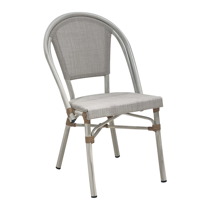 SILLA DE ALUMINIO/TEXTILENO BEIGE+ALUM:IVORY W50*D57*H85
