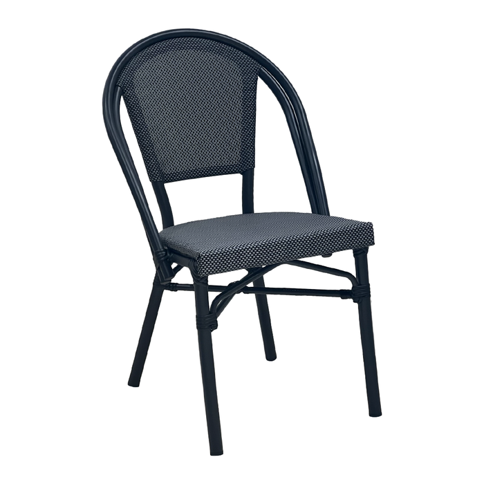 SILLA DE ALUMINIO/TEXTILENO NEGRO/GRIS + ALUM:GRIS OSCURO W50*D57*H85