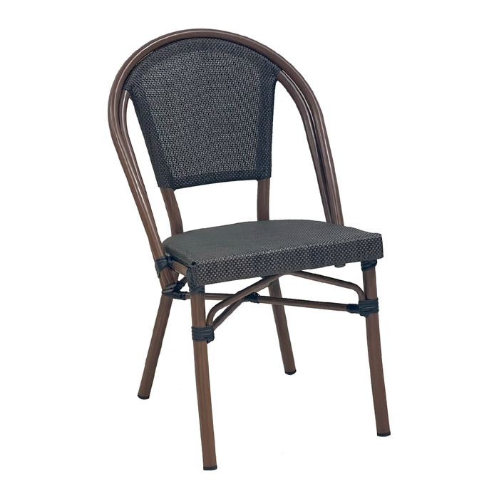 SILLA DE ALUMINIO/TEXTILENO CHOCOLATE+ ALUM: GRANO OSCURO W50*D57*H85