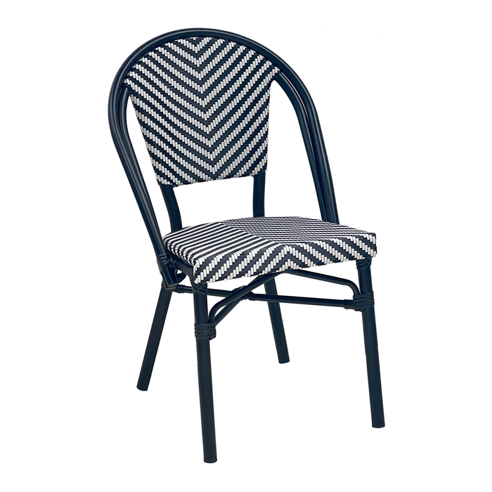 SILLA DE ALUMINIO/TEXTILENO BLANCO/NEGRO + ALUM: NEGRO W50*D57*H85