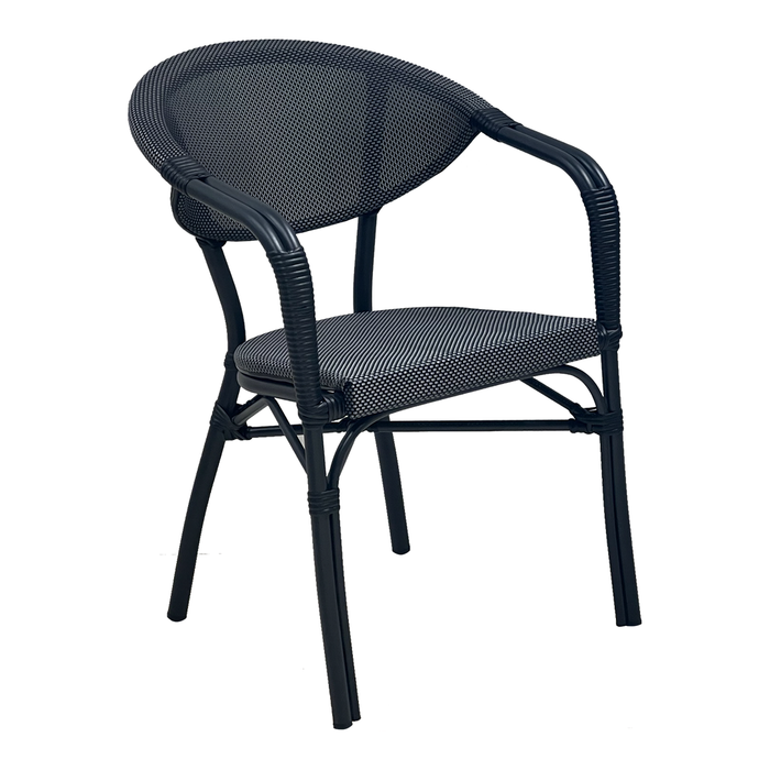 SILLA DE ALUMINIO/TEXTILENO NEGRO/GRIS + ALUM:GRIS OSCURO W56*D60*H83
