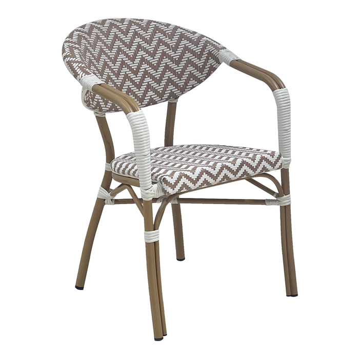 SILLA DE ALUMINIO/TEXTILENO BLANCO/KHAKI + ALUM:GRANO BRILLANTE W56*D60*H83