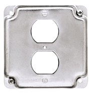 TAPA METALICA PARA CAJILLA 4X4 C/HUECO P/TOMACORRIENTE DOBLE