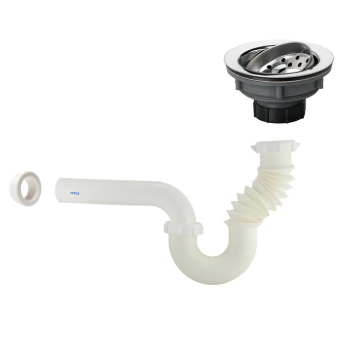 TRAMPA P/FREGADOR MIXTO FLEXI-RIGIDO C/DES.INOX. GRANDE X 3.1/2