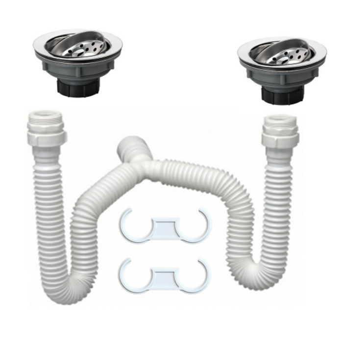 TRAMPA P/FREGADOR DOBLE C/2 DESAG. INOX PEQ X 70MM