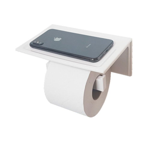 SOPORTE DE PAPEL P/BAÑO CON REPISA BLANCA
