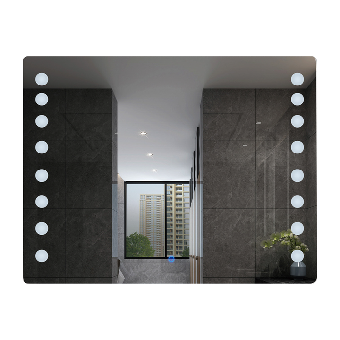ESPEJO LED RECTANGULAR PLATEADO C/LUZ BLANCA 80*60CM