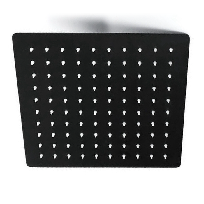 CABEZA DE DUCHA CUADRADA, COLOR NEGRO, CUERPO ACERO INOX 201, MEDIDA 8''