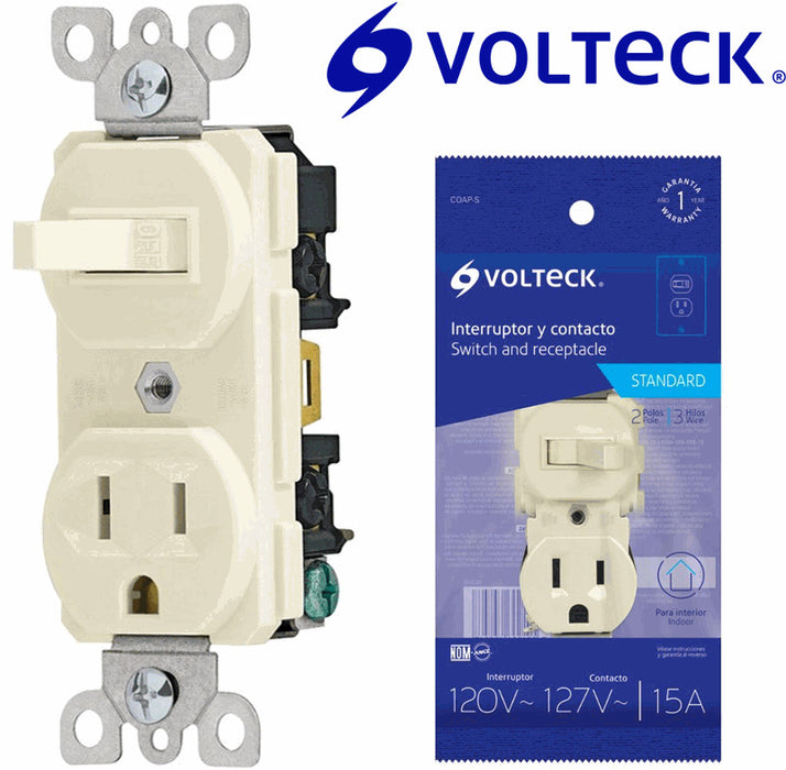 INTERRUPTOR Y TOMA (1) VOLTECK 120V/127V 15A
