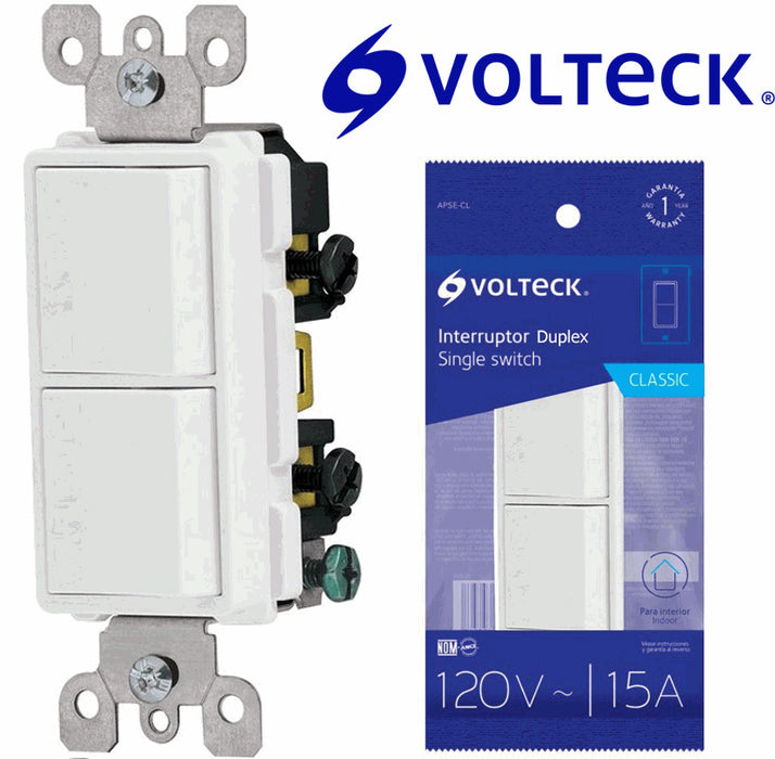 INTERRUPTOR DOBLE (2) "CLASSIC" BLANCA 120V 15A