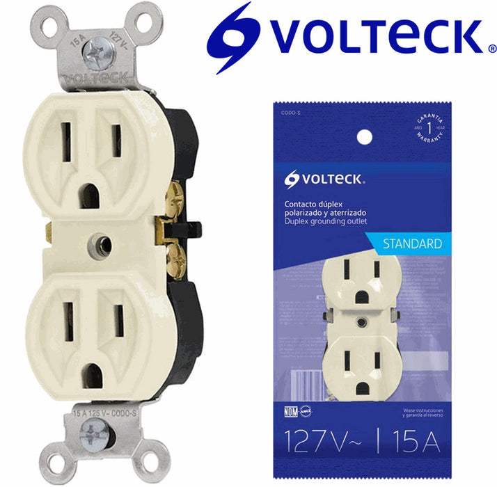 TOMA DOBLE (3) VOLTECK POLARIZADO 127V 15A