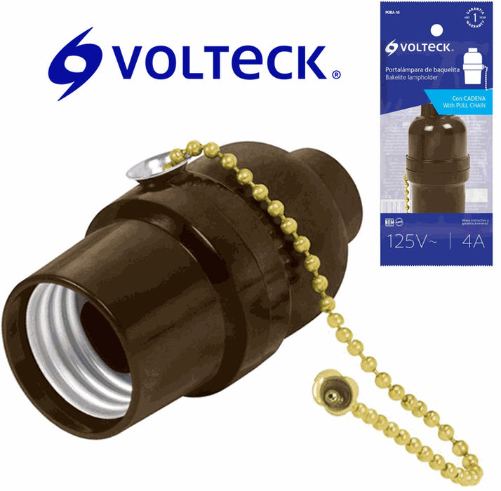 SOCKET PORTALAMPARA (2) VOLTECK CON CADENA