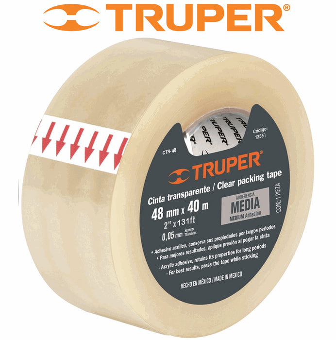 CINTA EMPAQUE 40METROSX0.04MM "TRUPER" TRANSPARENTE